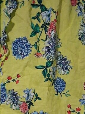Women’s Floral Ruffle Blouse in Lime Green